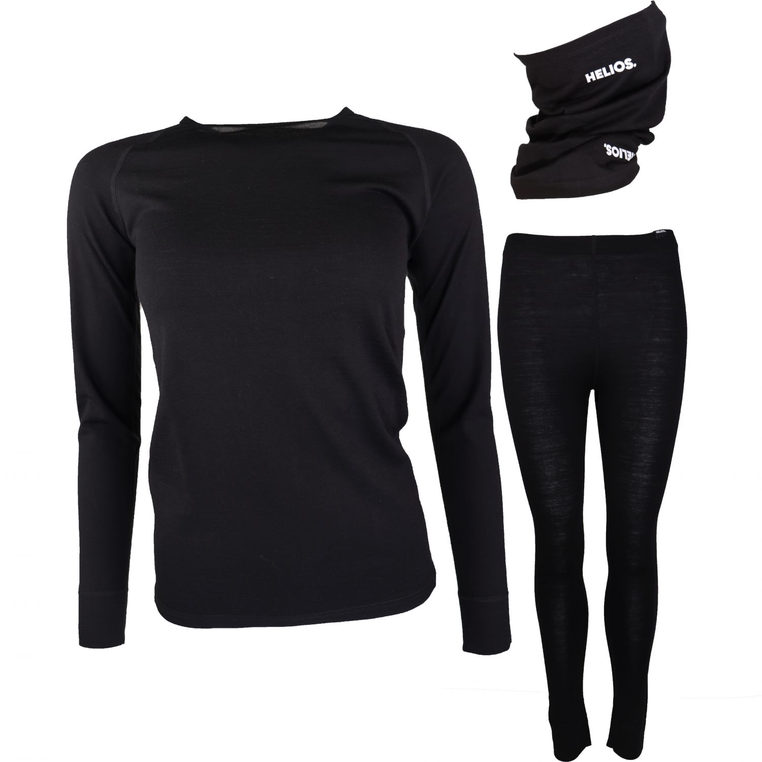 Helios Merino One, sæt + halsedisse, dame, sort Helios Merino One, sæt + halsedisse, dame, sort