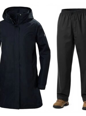 Helly Hansen Aden Long/HH Rain, regnsæt, dame, navy/sort