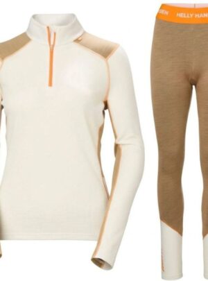 Helly Hansen Lifa Merino Midweight 1/2 Zip Sæt, dame, hvid/brun