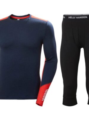 Helly Hansen Lifa Merino Midweight Crew, 3/4 Pant Set, herre, navy/sort