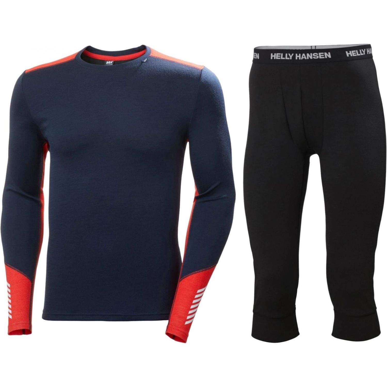 Helly Hansen Lifa Merino Midweight Crew, 3/4 Pant Set, herre, navy/sort Helly Hansen Lifa Merino Midweight Crew, 3/4 Pant Set, herre, navy/sort