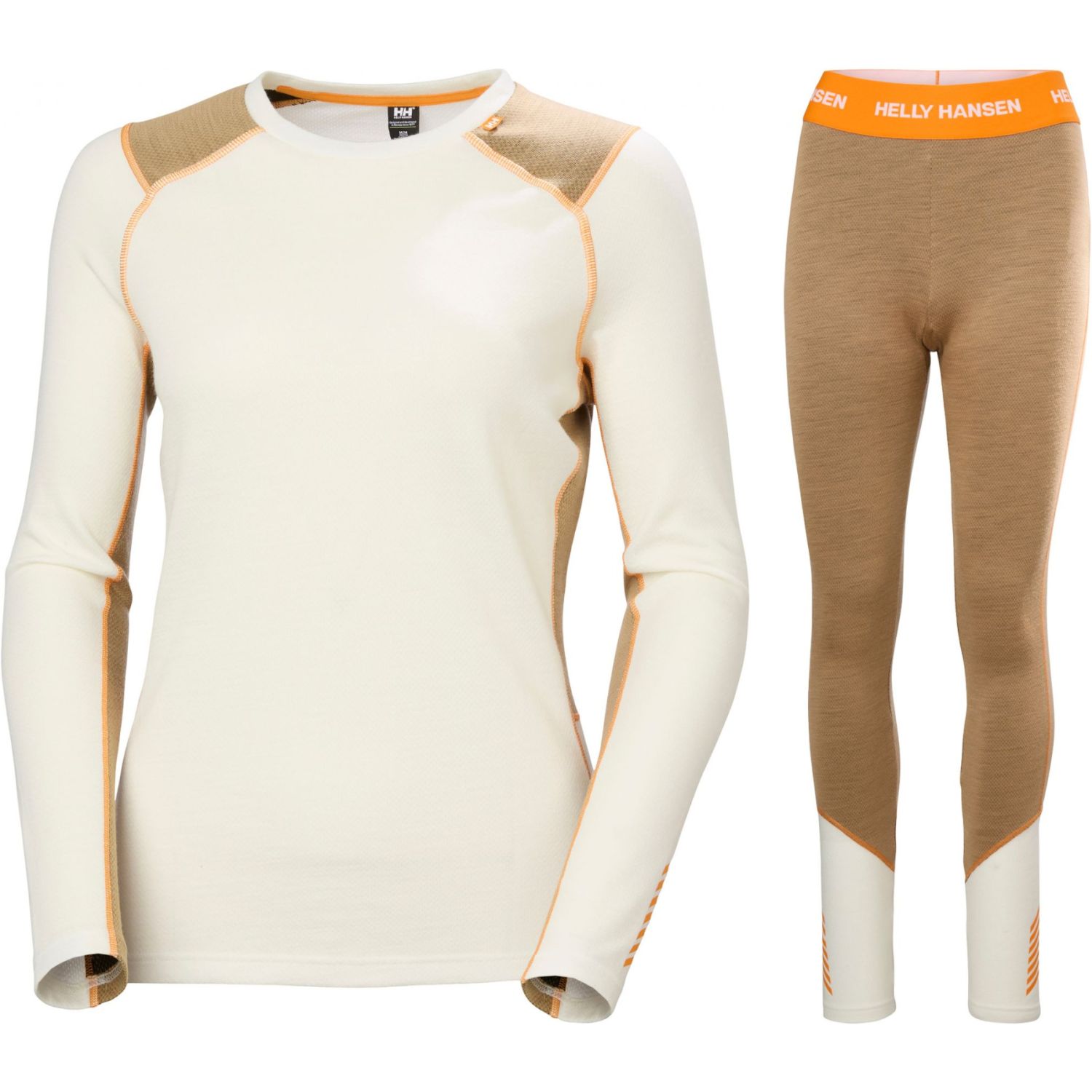 Helly Hansen Lifa Merino Midweight Sæt, dame, hvid/brun Helly Hansen Lifa Merino Midweight Sæt, dame, hvid/brun