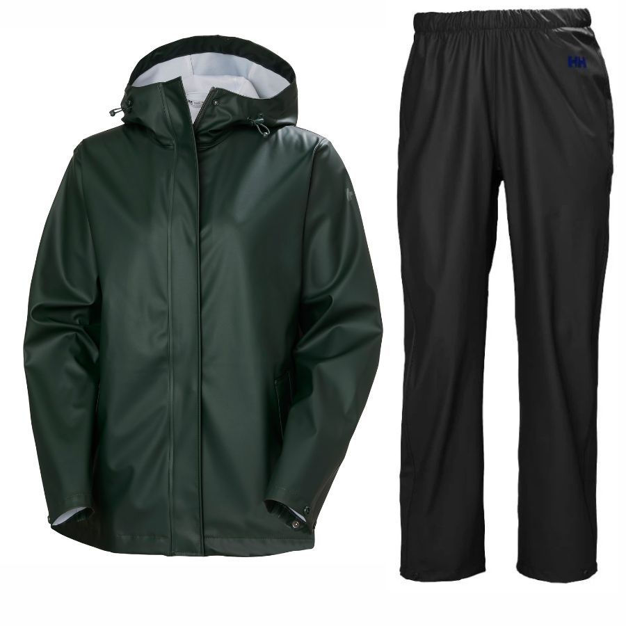 Helly Hansen Moss regnsæt, dame, grøn/sort Helly Hansen Moss regnsæt, dame, grøn/sort