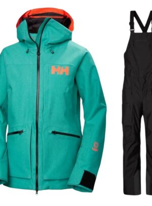 Helly Hansen Powderqueen 3.0/Bib 2.0, skisæt, dame, grøn/sort