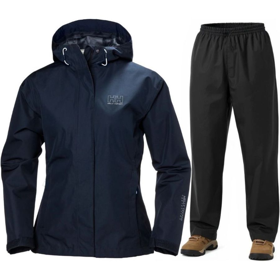 Helly Hansen Seven J/HH Rain regnsæt, dame, mørkeblå/sort Helly Hansen Seven J/HH Rain regnsæt, dame, mørkeblå/sort