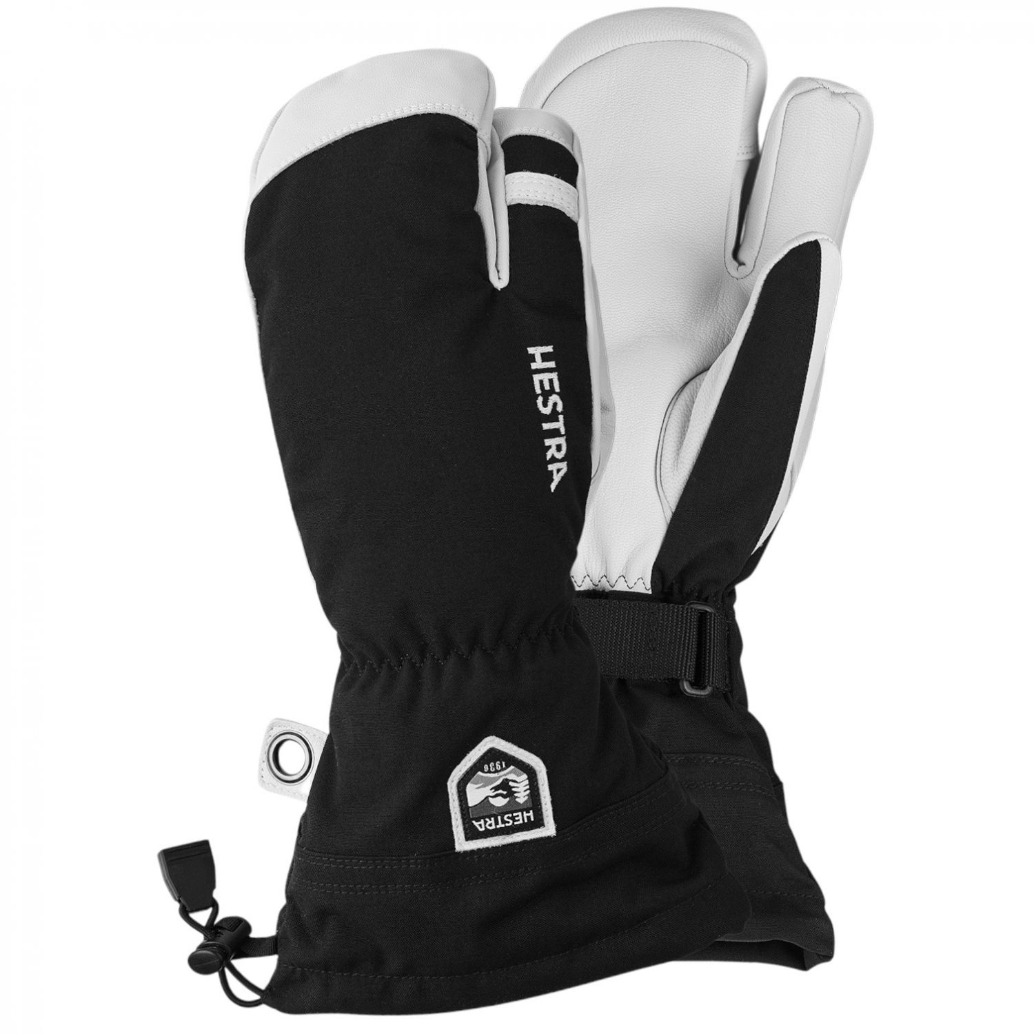 Hestra Army Leather Heli 3 finger skihandsker, sort Hestra Army Leather Heli 3 finger skihandsker, sort