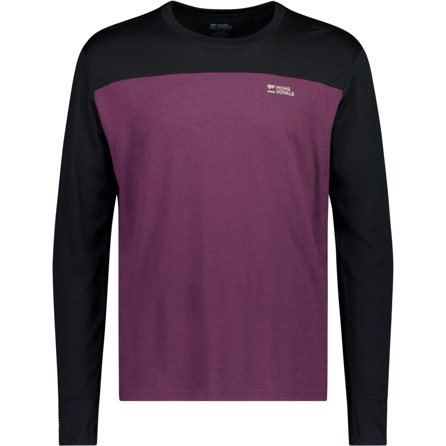 Mons Royale Yotei Merino Long Sleeve, skiundertrøje, herre, lilla/sort Mons Royale Yotei Merino Long Sleeve, skiundertrøje, herre, lilla/sort