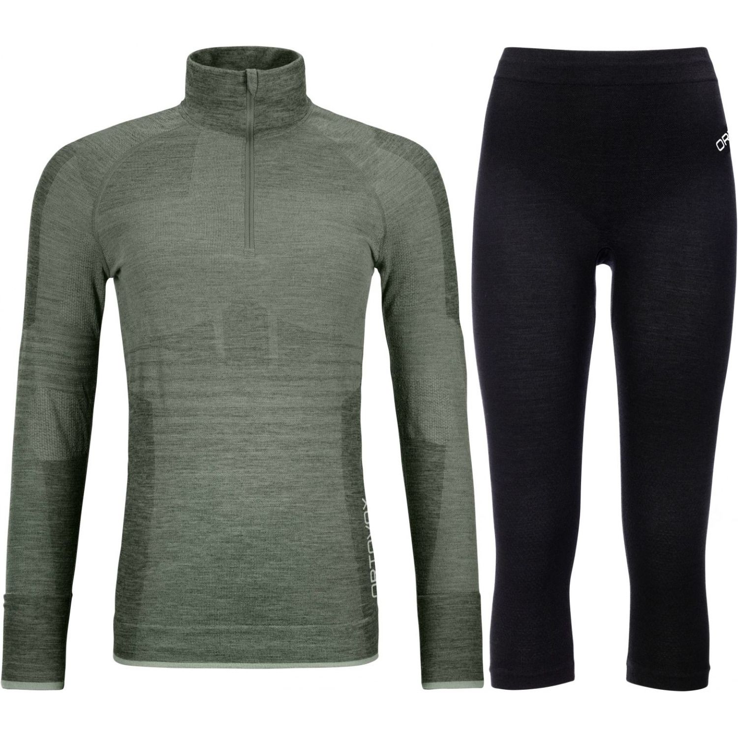 Ortovox 230 Competition 1/2 zip / 3/4 pant, sæt, dame, grå/sort Ortovox 230 Competition 1/2 zip / 3/4 pant, sæt, dame, grå/sort
