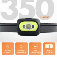 Uniross ProLite Rechargeable Headlamp - 350 lumen - Pandelampe
