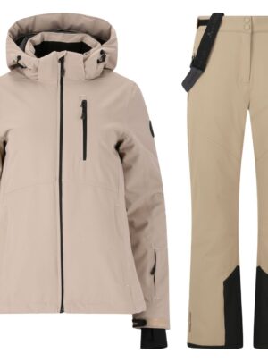 Whistler Drizzle skijakke/skibukser regnsæt, dame, beige